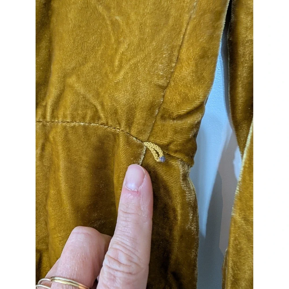 J Crew Velvet Wrap Peplum Top Mustard Yellow Long Sleeve women's 4 tall *no belt